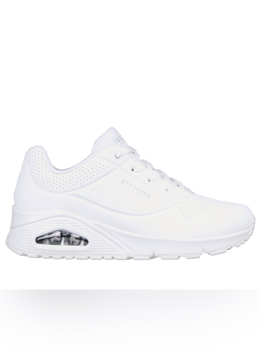 Skechers Women’s White Lace-Up Air-Cushioned Sneaker